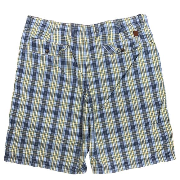 IZOD Jeans Mens Cotton Shorts Plaid Blue Green Summer Beach Golf Size 40 - Picture 3 of 6
